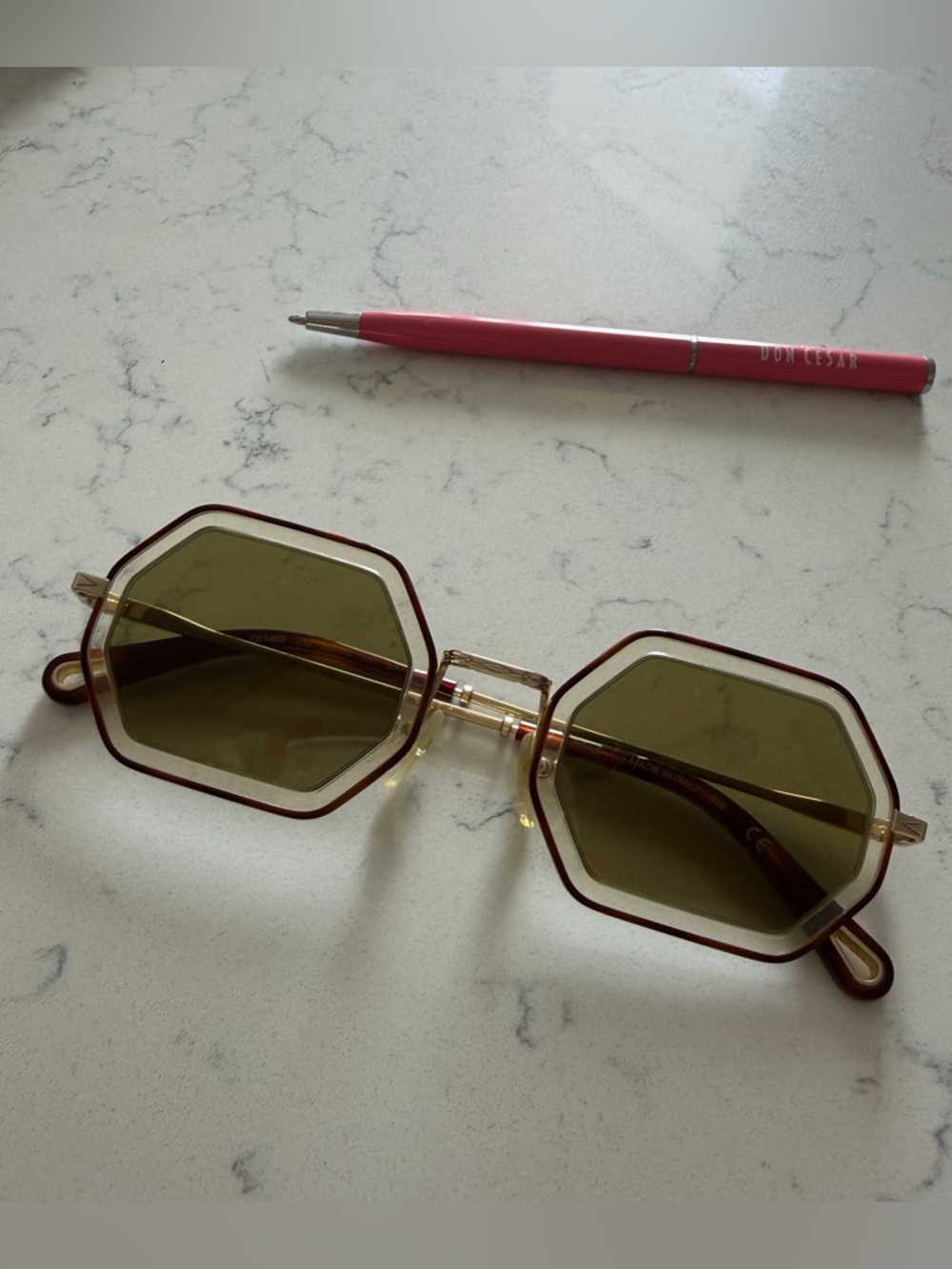Authentic Chloé Octagon Sunglasses – Gold/Brown – Some Scratches